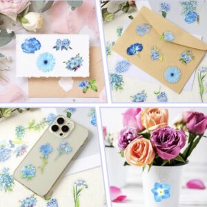 Stickers sin adhesivo flores azules 10u
