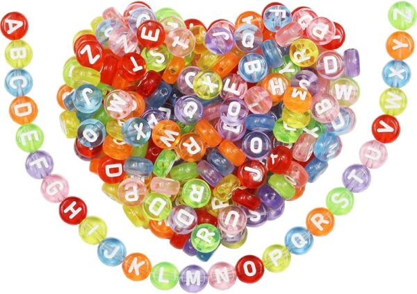 Letras cuentas transparentes redondas 25grs