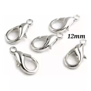 Mini Mosquetones para llaveros por 10 unidades plateados 12mm