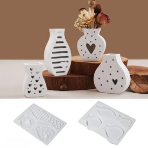 Molde silicona 4 mini floreros decorados