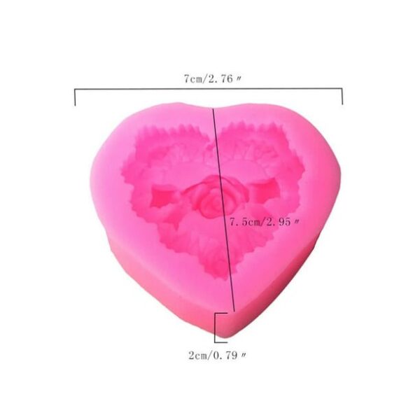Molde corazon con moño 7cm - Imagen 3