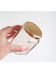 Frasco vidrio hexagonal 360ml con tapa