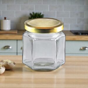 Frasco vidrio hexagonal 190ml sin tapa