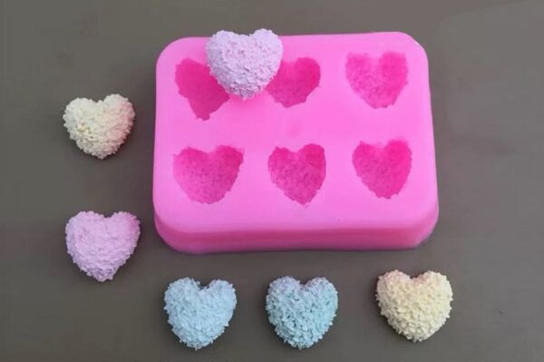 Molde 6 corazones mini texturados