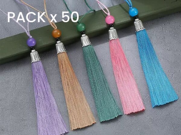 Borlas largas hilos de seda con capuchon vs colores