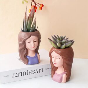 Molde maceta cabeza de mujer