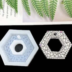 Molde dije hexagonal colgante grande texturado
