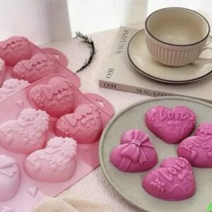 Molde 6 corazones decorados