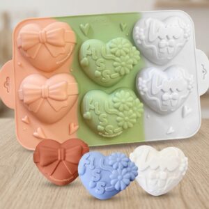 Molde 6 corazones decorados