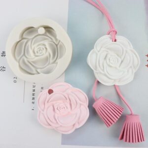Molde dije circular con flor tag