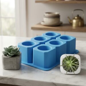 Molde de silicona 6 macetas cuadrada