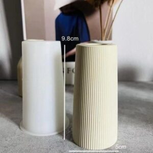 Molde de silicona florero cilíndrico rayado chico