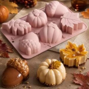 Molde silicona calabazas bellotas hojas