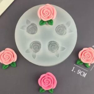 Molde silicona flor 5 mini rosas con hojas