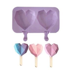 Molde 2 paletas corazones facetados
