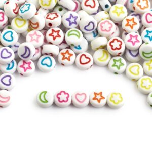 Letras cuentas circulo con figuras blanco 25grs