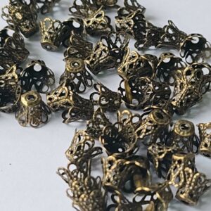 20 Mini filigrana campanita bronce 5mm para borlas