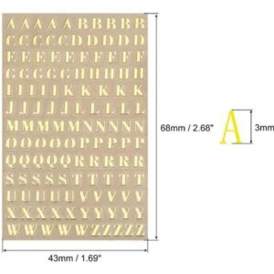 Stickers letras mayusculas doradas 3mm mini