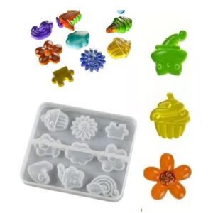 Molde 9 figuras dije flor