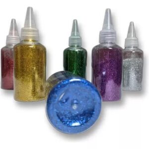 Glitter fino con pico unitario vs colores