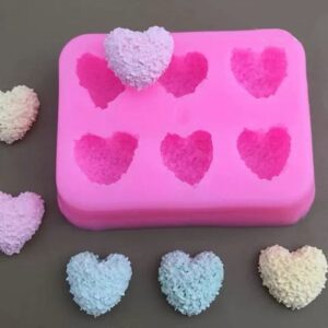 Molde 6 corazones mini texturados