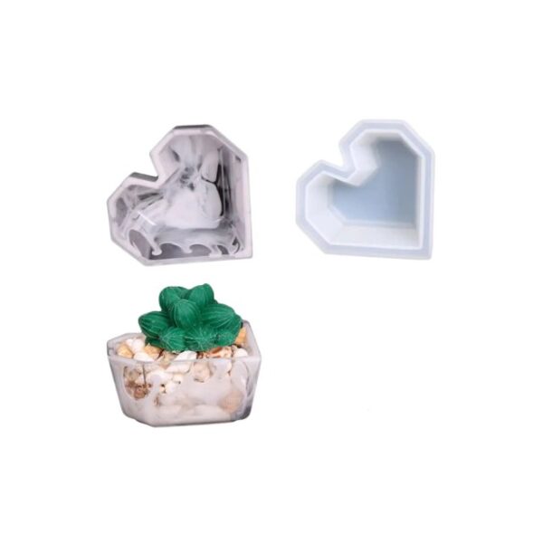 Molde maceta corazon facetado - Imagen 2
