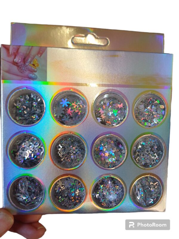 Set 12 escarcha glitter cola de sirena varios modelos - Imagen 3