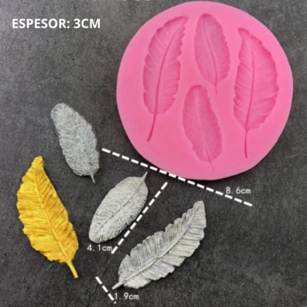 Molde 4 plumas distintos tamaños - Imagen 2
