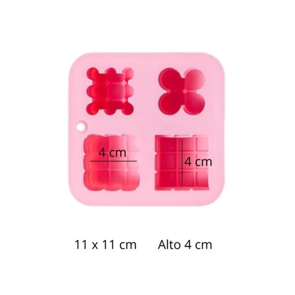 Molde 4 forma burbuja flor cuadrado 4cm x 4cm - Imagen 2