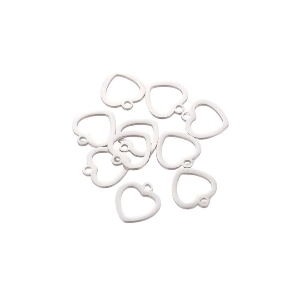 10 Dijes mini corazon acero inoxidable 1cm - Imagen 2
