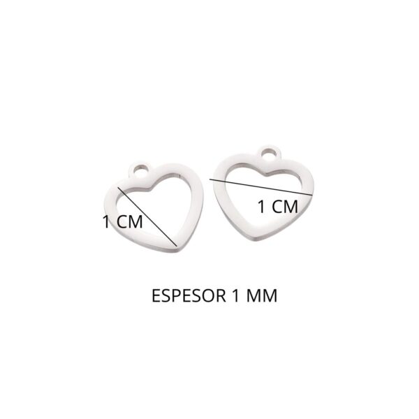 10 Dijes mini corazon acero inoxidable 1cm - Imagen 3