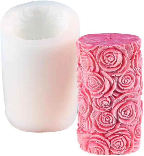 Molde vela cilíndrica rosas 15E - Imagen 2