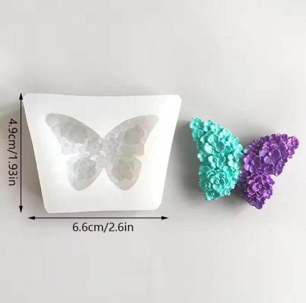 Molde vela mariposa chica con flores - Imagen 3
