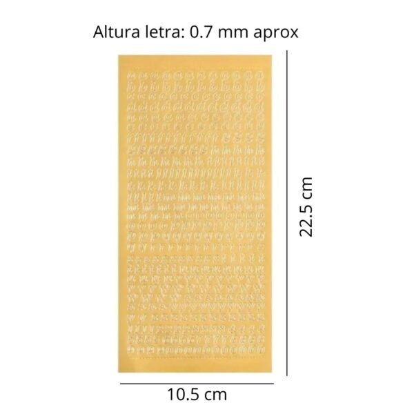 Stickers letras minusculas doradas 7mm - Imagen 2