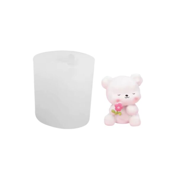 Molde oso 4cm con flor - Imagen 2