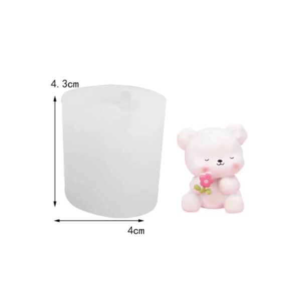 Molde oso 4cm con flor - Imagen 3